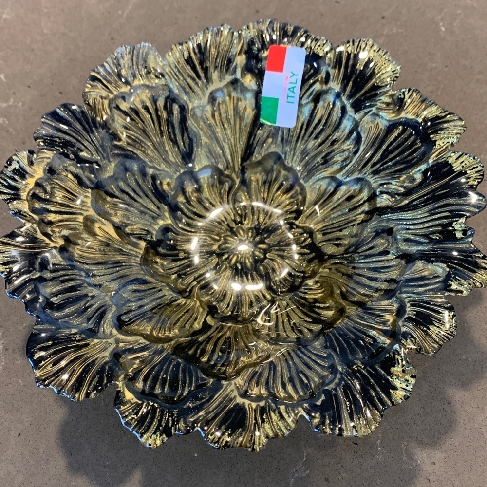 Brand New Italian Art Glass Flower Bowl 8”
